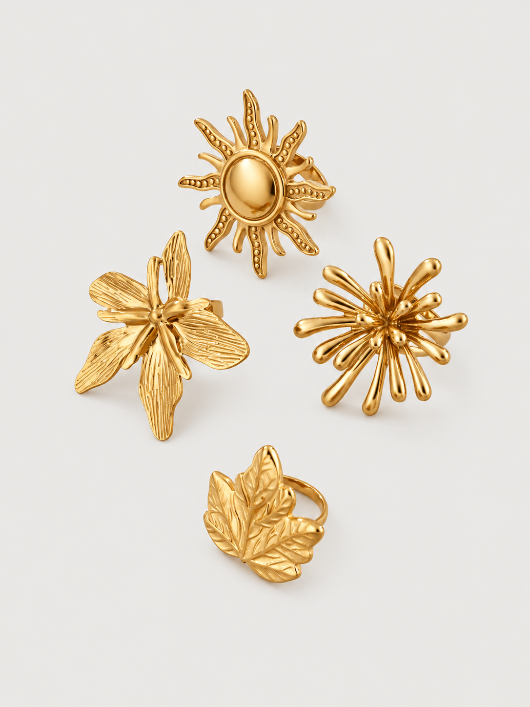 Sculptural Botanical Statement Rings — Choose Your Style