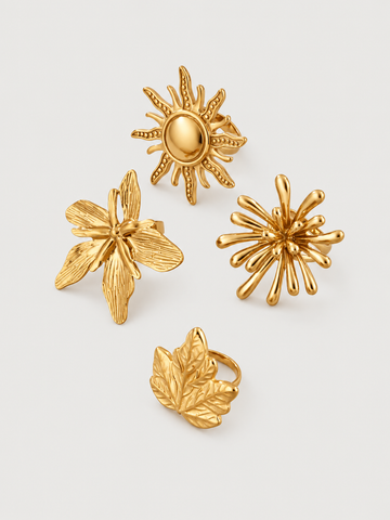 Sculptural Botanical Statement Rings — Choose Your Style