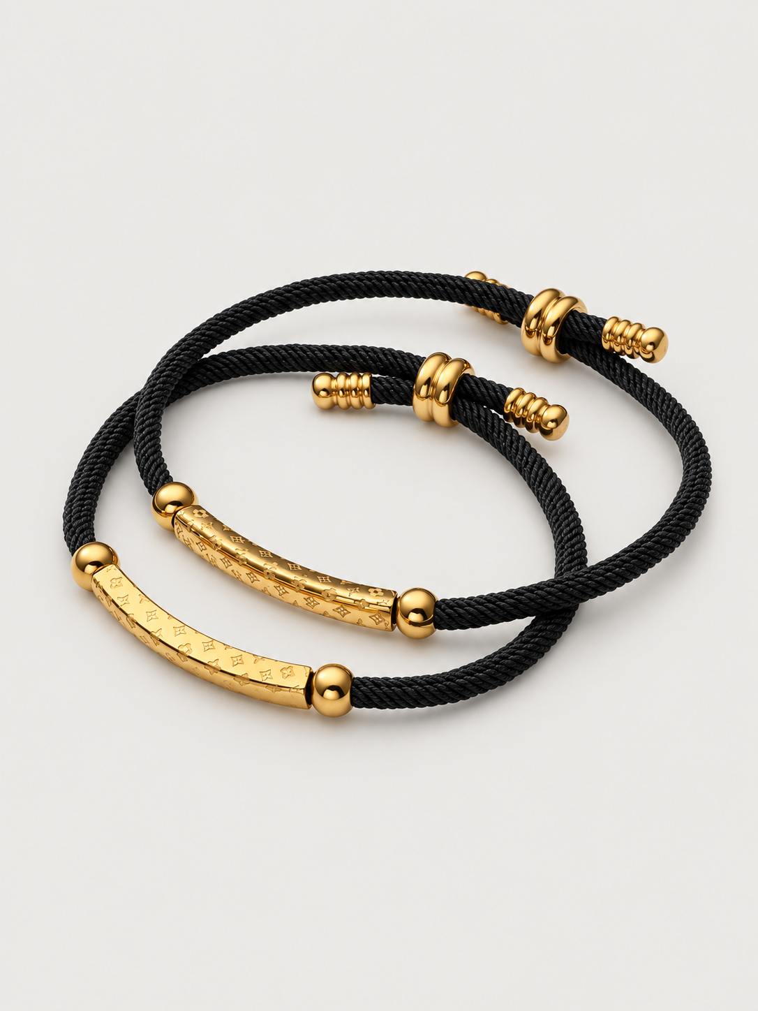 Engraved Bar Cord Bracelet — Gold or Silver