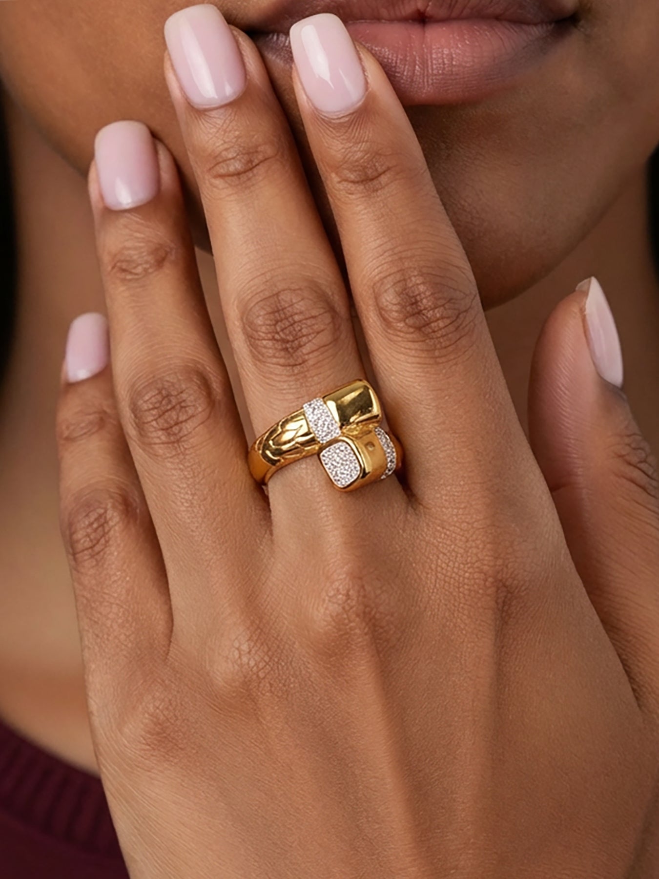 Irregular Zircon Cross Ring