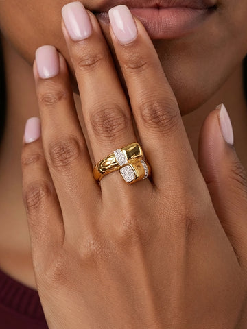 Irregular Zircon Cross Ring