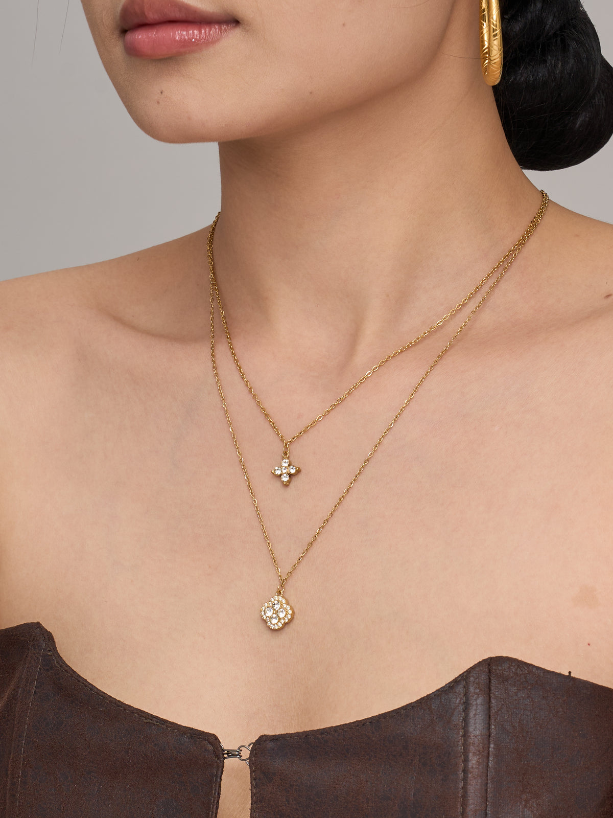Crystal Flower Layering Necklaces