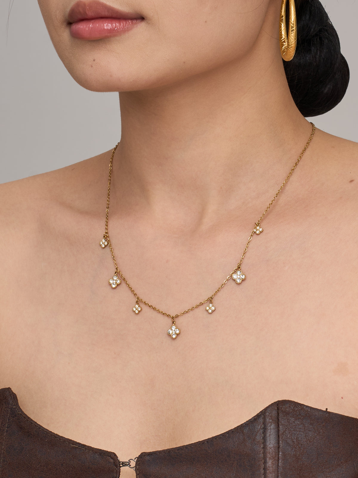 Crystal Flower Layering Necklaces
