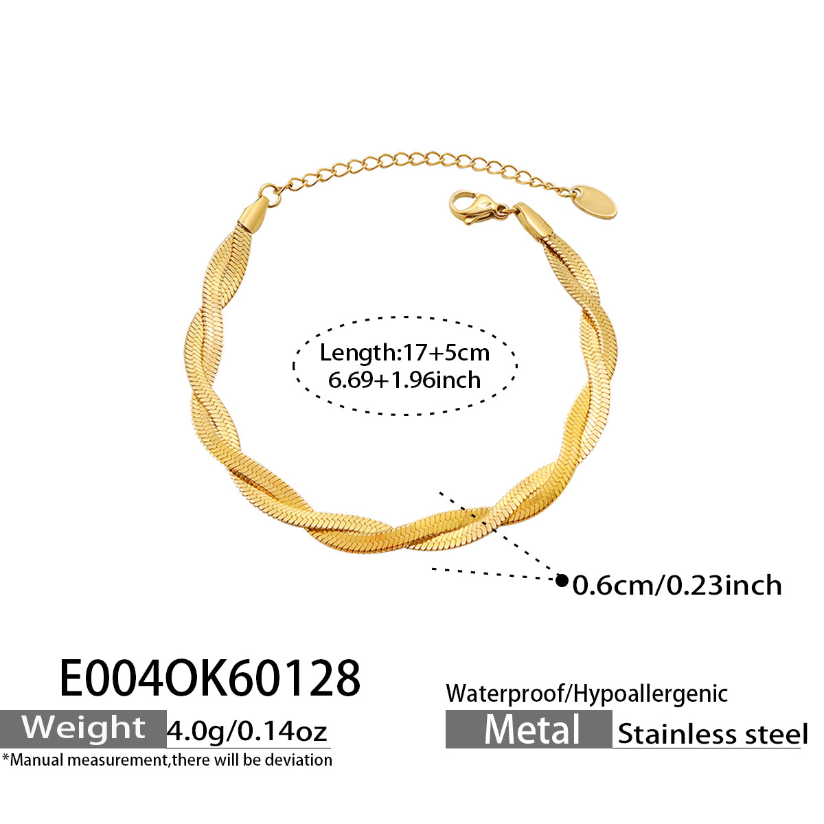 Twisted Herringbone Chain Bracelet