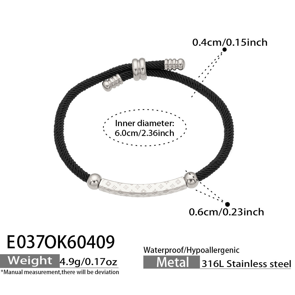 Engraved Bar Cord Bracelet — Gold or Silver