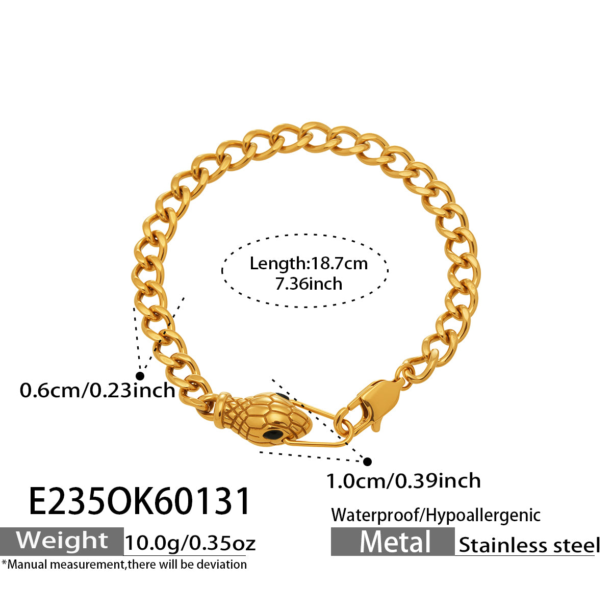 Snake Head Chain Bracelet