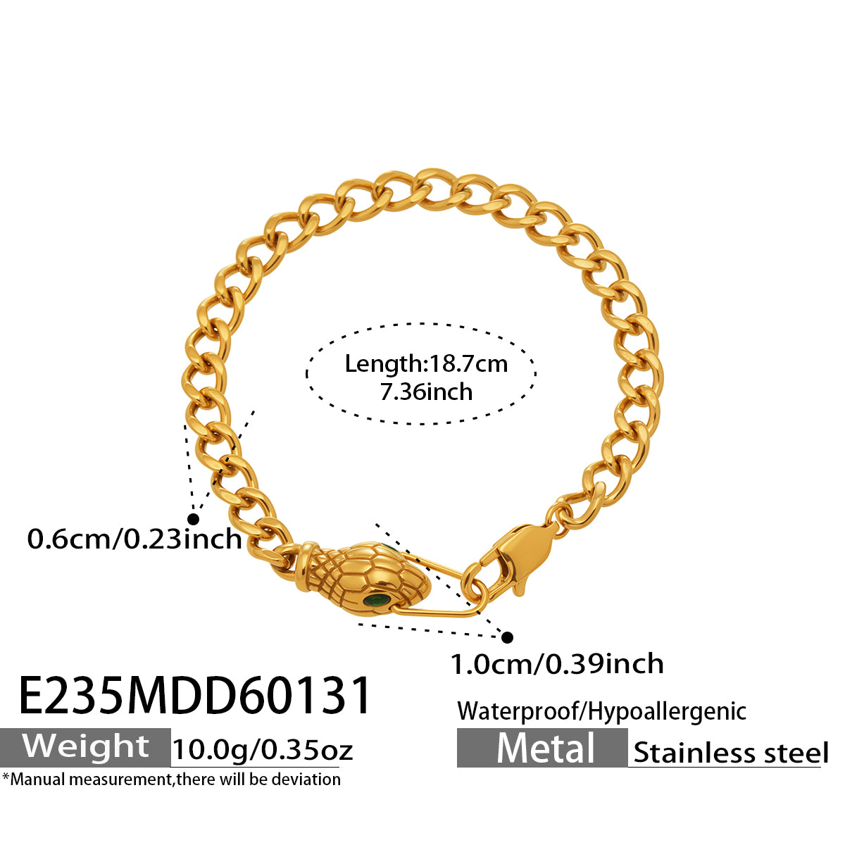 Snake Head Chain Bracelet