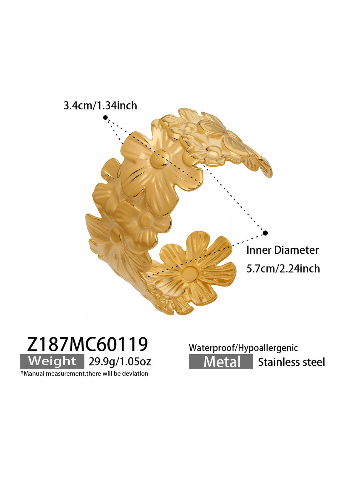 Sculptural Floral Cuff Bracelet Collection — Choose Your Style