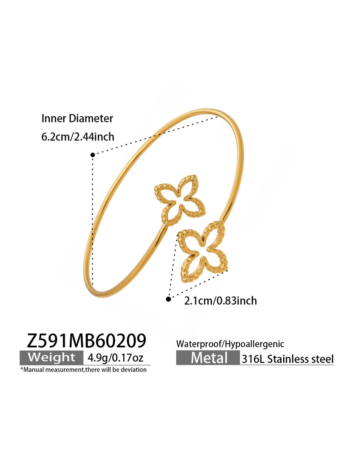 Double Butterfly Open Cuff Bracelet — Gold or Silver